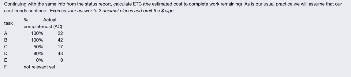 Continuing with the same info from the status