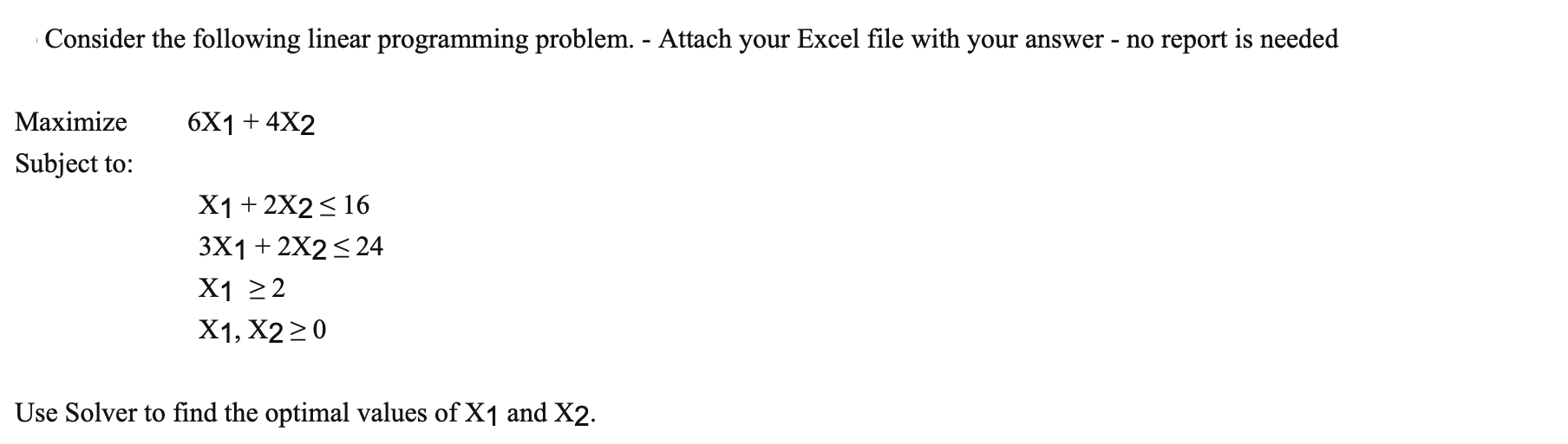 Consider the following linear programming