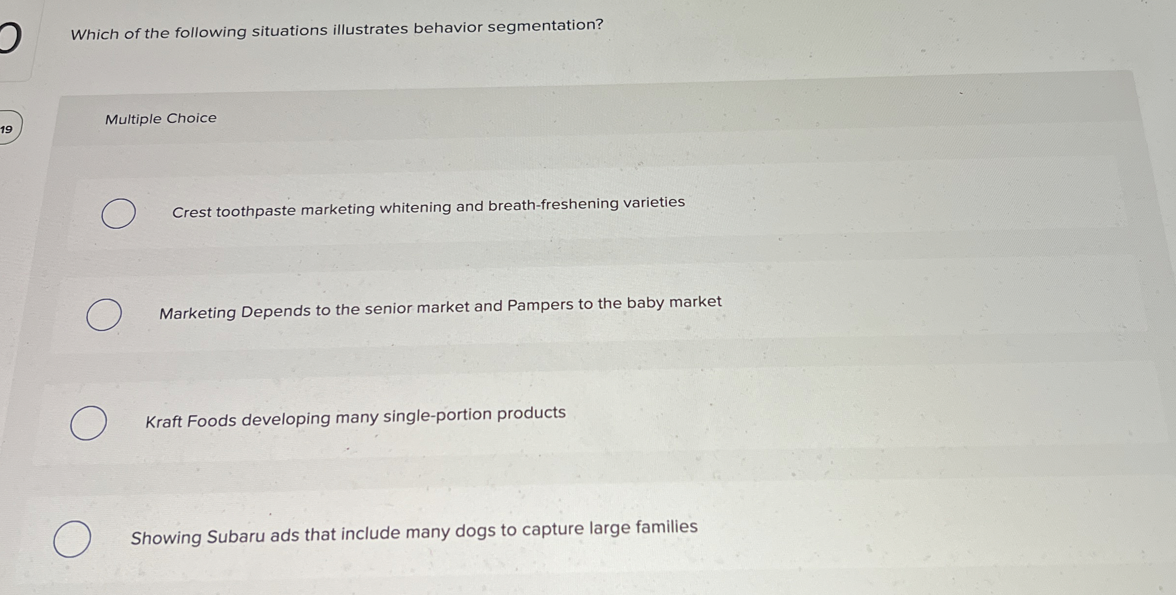 Which of the following situations illustrates