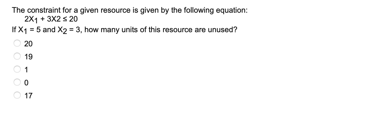 The constraint for a given resource is given by