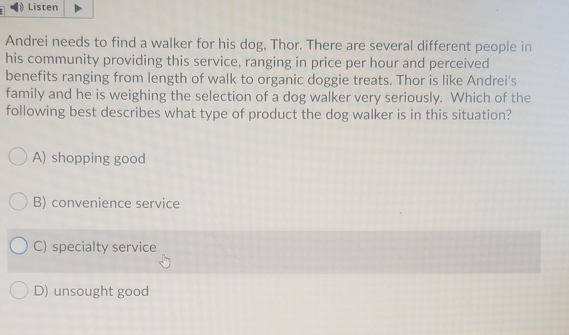 Listen a Andrei needs to find a walker for his