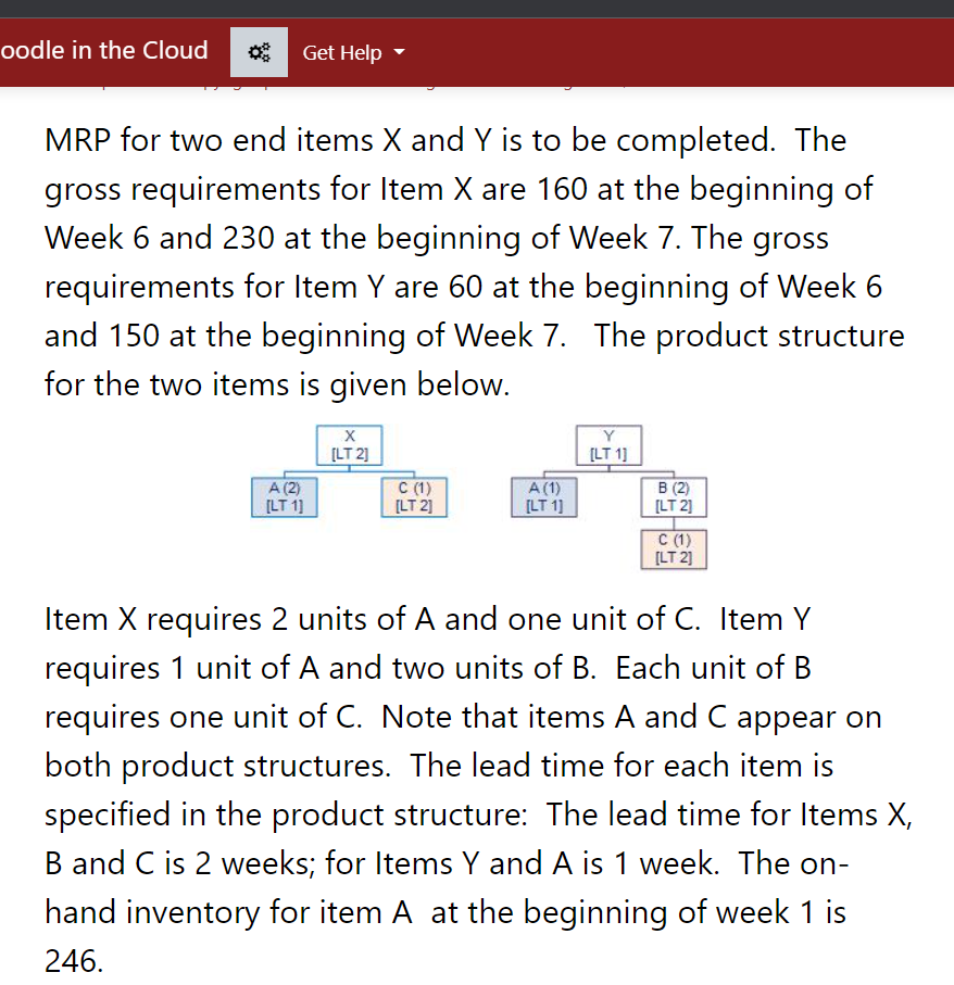 oodle in the Cloud Get Help MRP for two end items