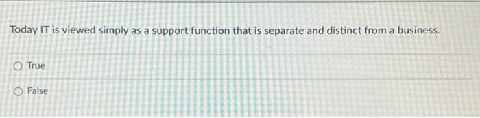 49 Today IT is viewed simply as a support