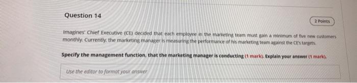Question 14 2 Points Imagines Chief Executive