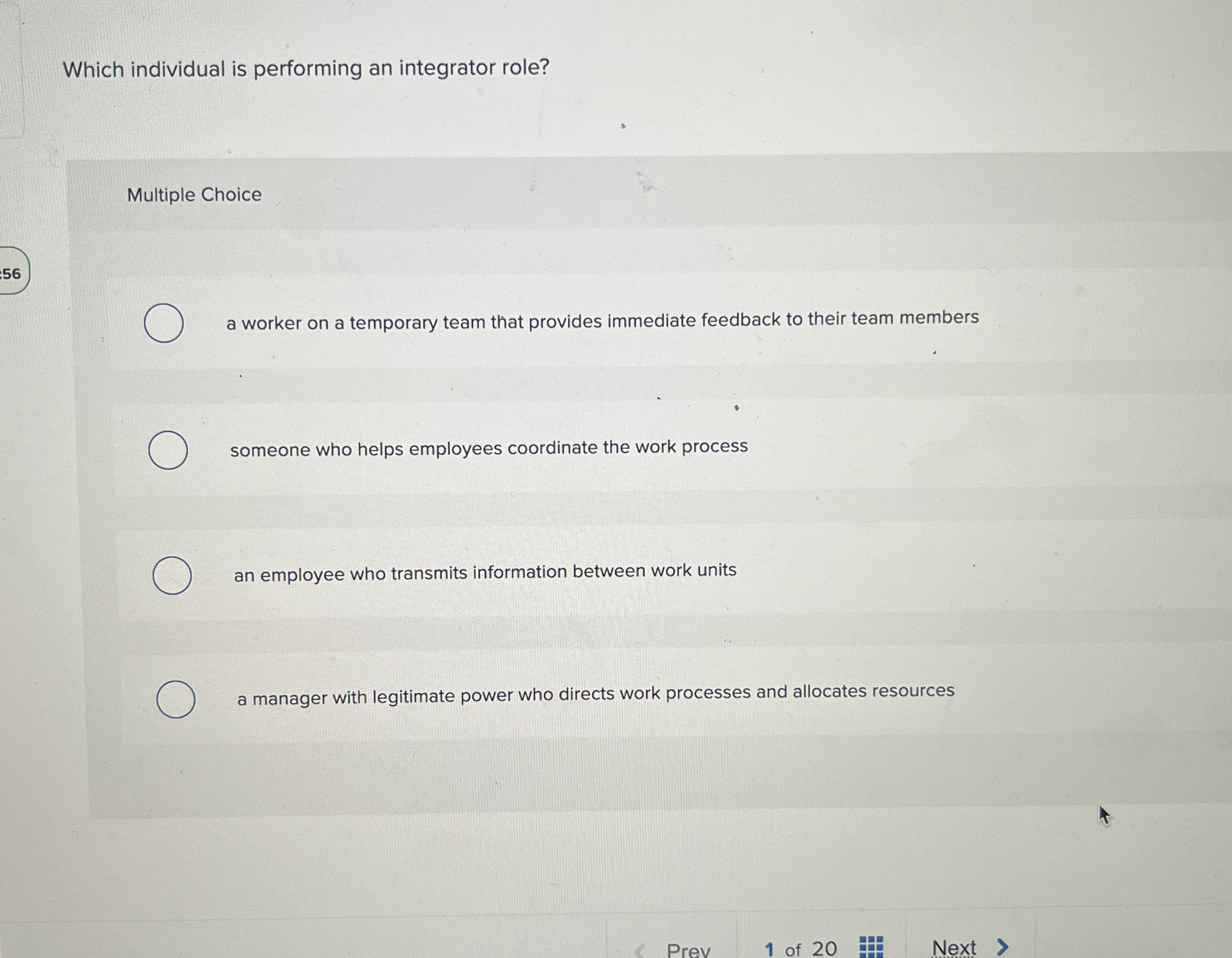 Which individual is performing an integrator
