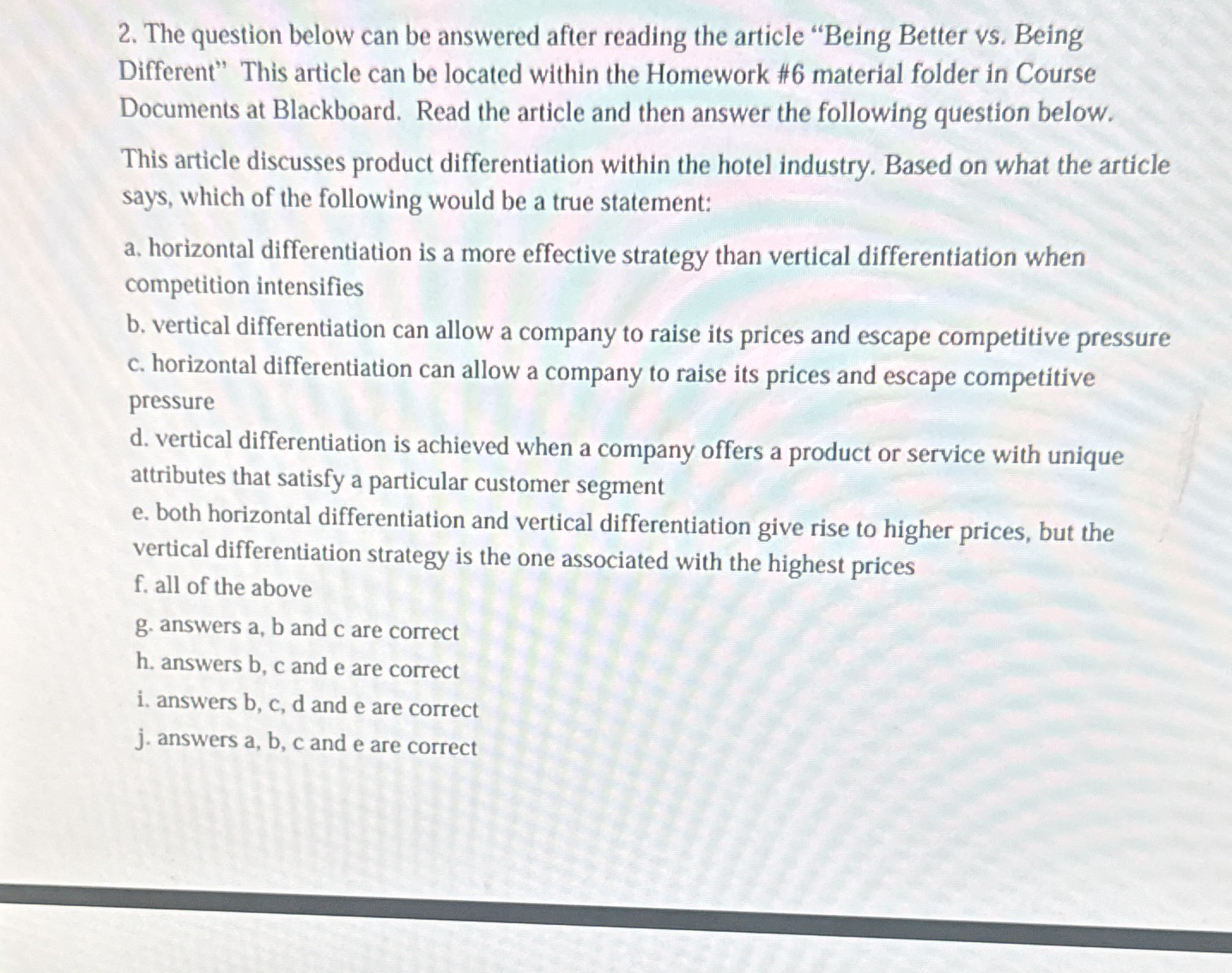 The question below can be answered after reading