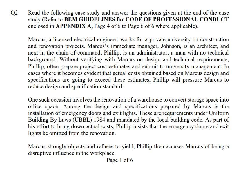 Q2 Read the following case study and answer the