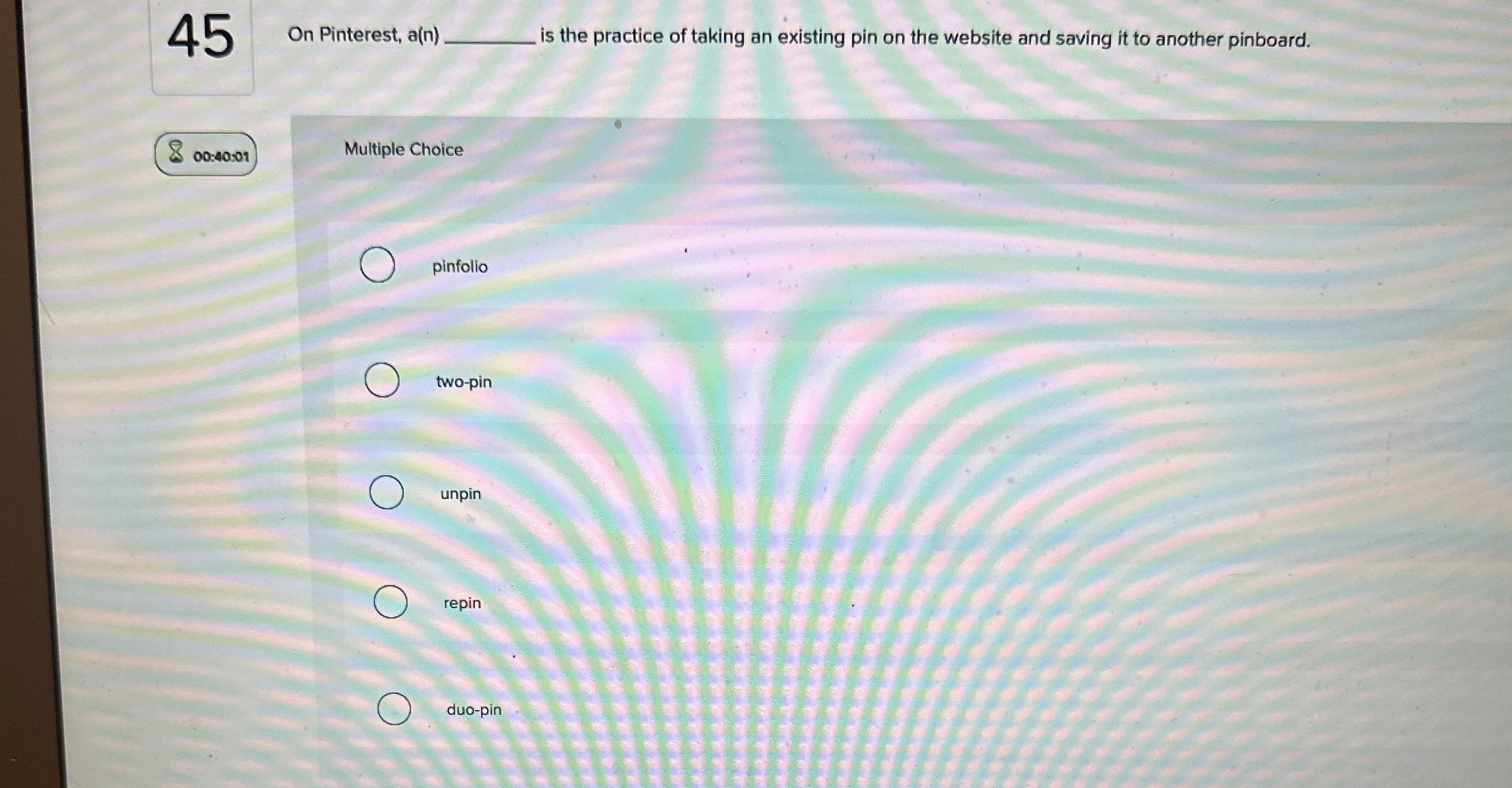 4 5 On Pinterest, a ( n ) is the practice of