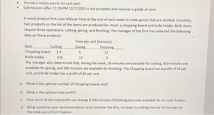 Provide a written answer for each part.
