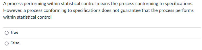 A process performing within statistical control