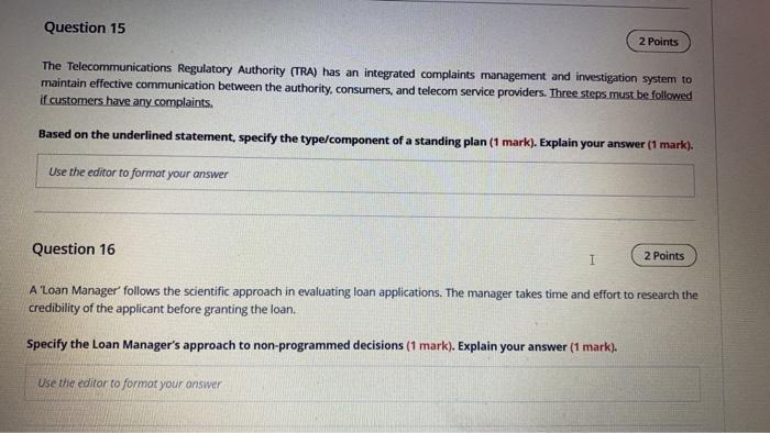Question 15 2 Points The Telecommunications