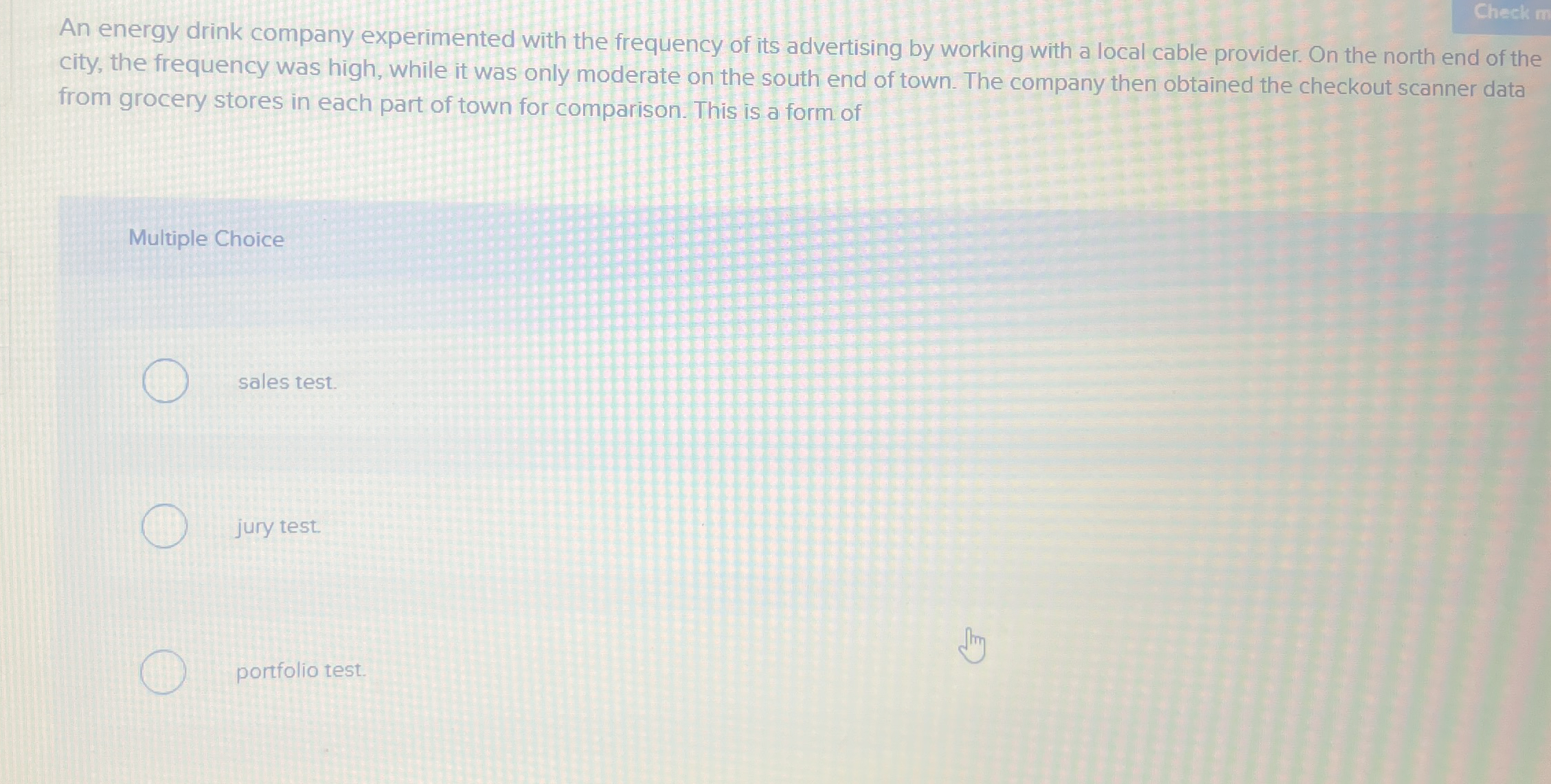 Check m An energy drink company experimented with