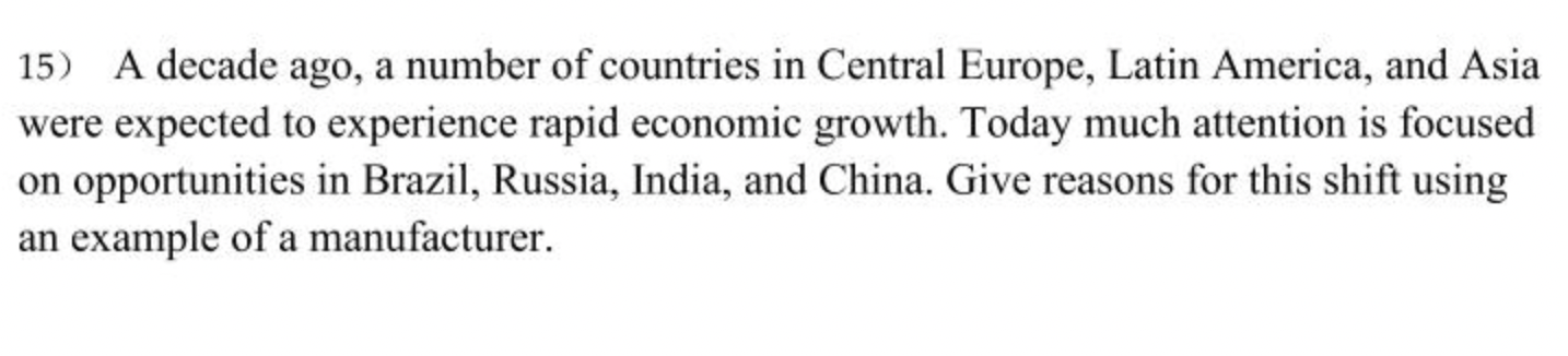 15) A decade ago, a number of countries in