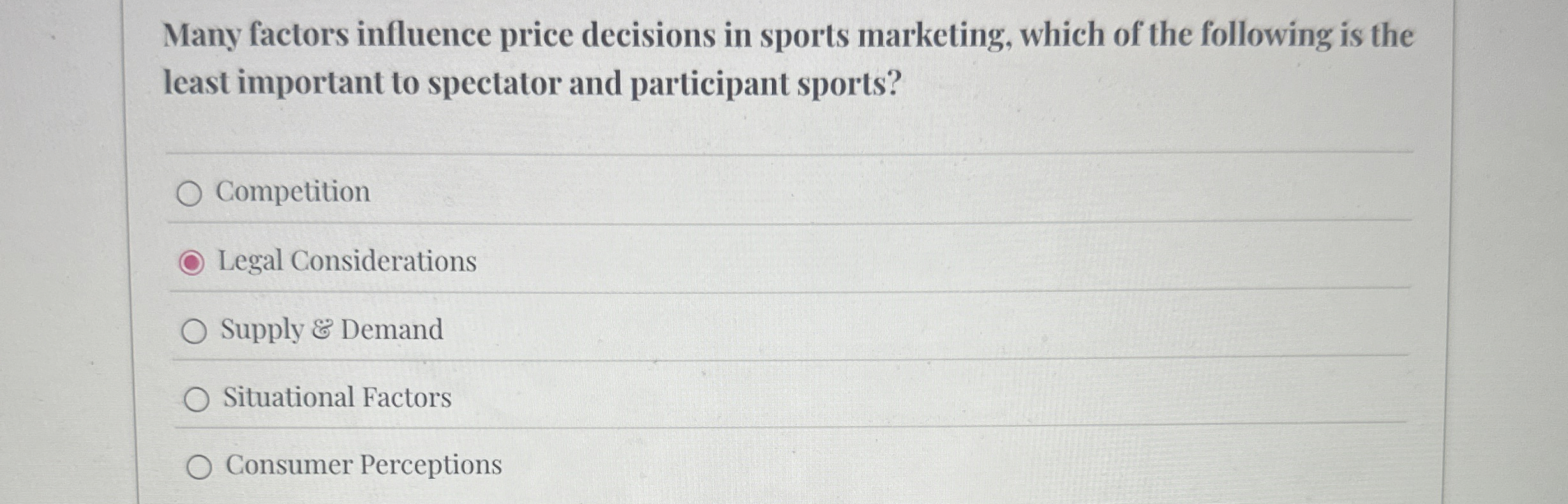 Many factors influence price decisions in sports
