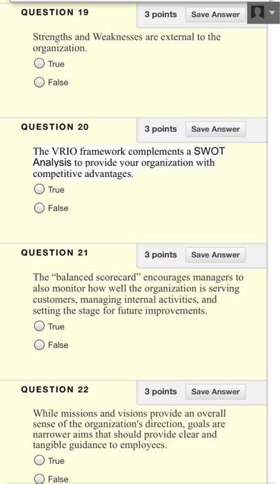 QUESTION 19 3 points Save Answer Strengths and