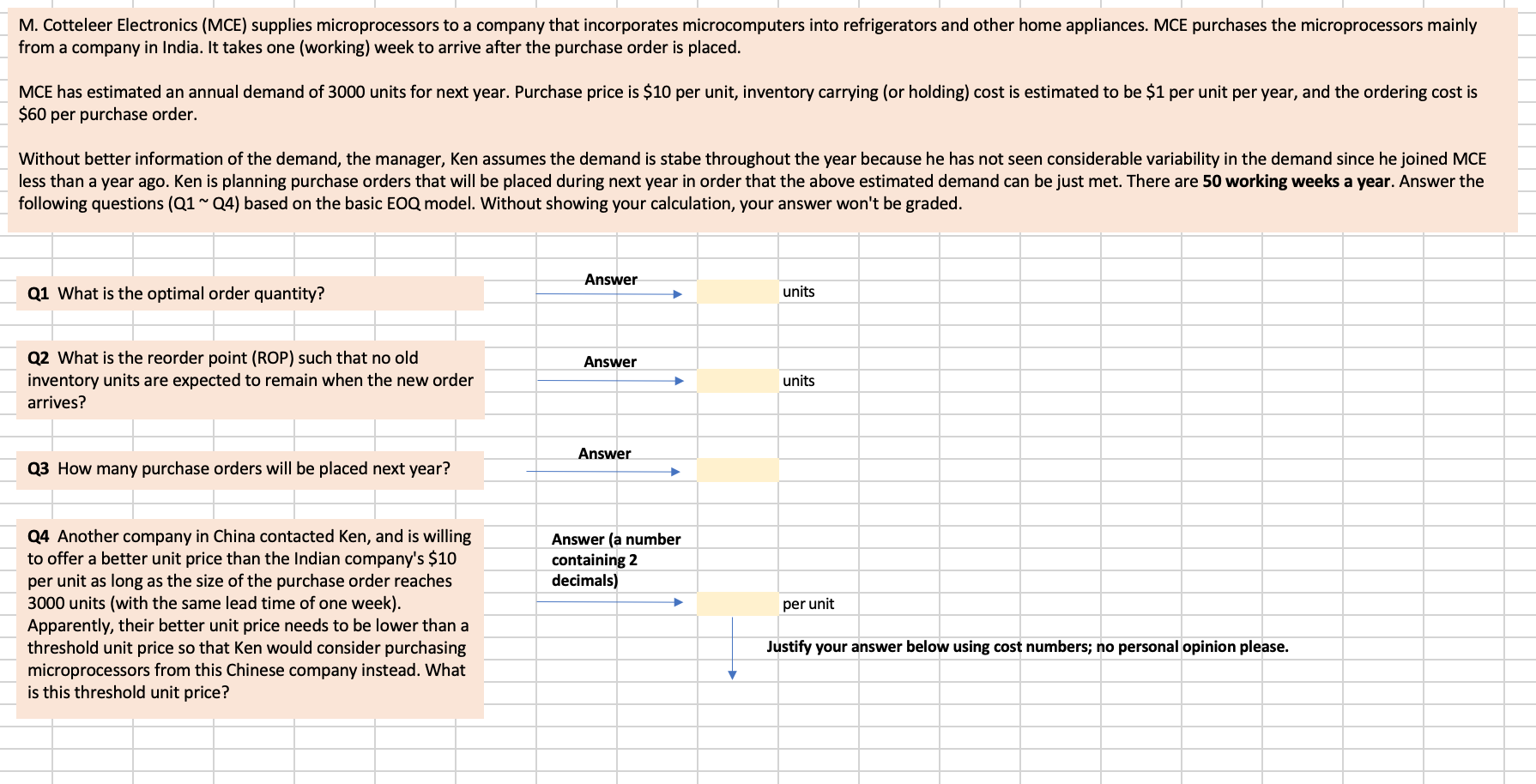 make sure to show all formulas M. Cotteleer