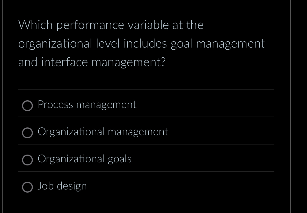 Which performance variable at the organizational