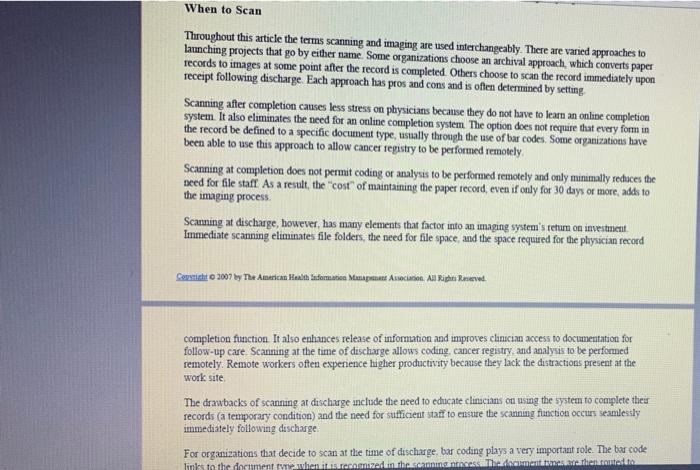 When to Scan Throughout this article the terms