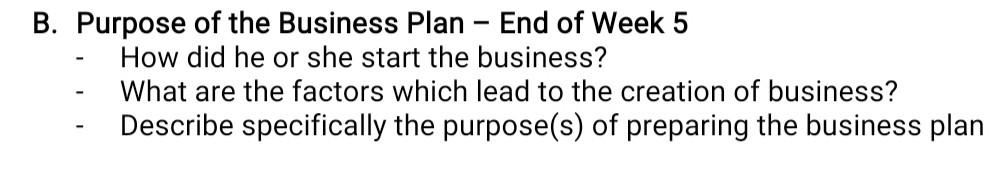 Assessment Rubric for Business Plan Write Up