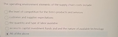 The operating environment elements of the supply