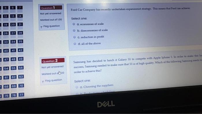 5 Question 1 Not yet answered Ford Car Company