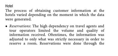 Hotel The process of obtaining customer