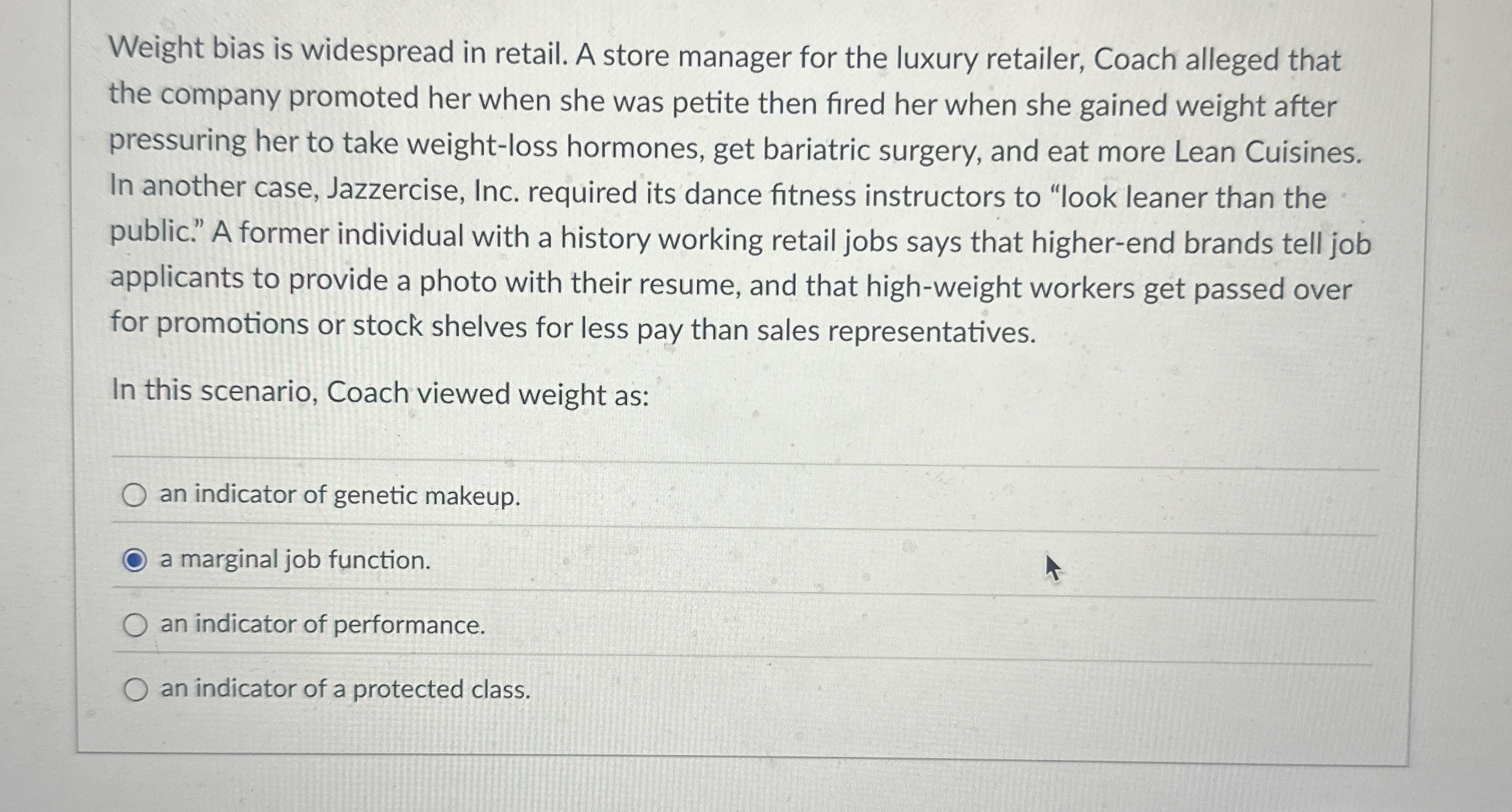 Weight bias is widespread in retail. A store