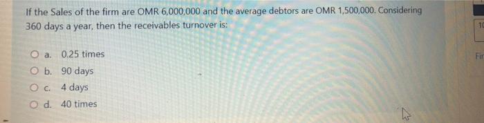 If the Sales of the firm are OMR 6,000,000 and