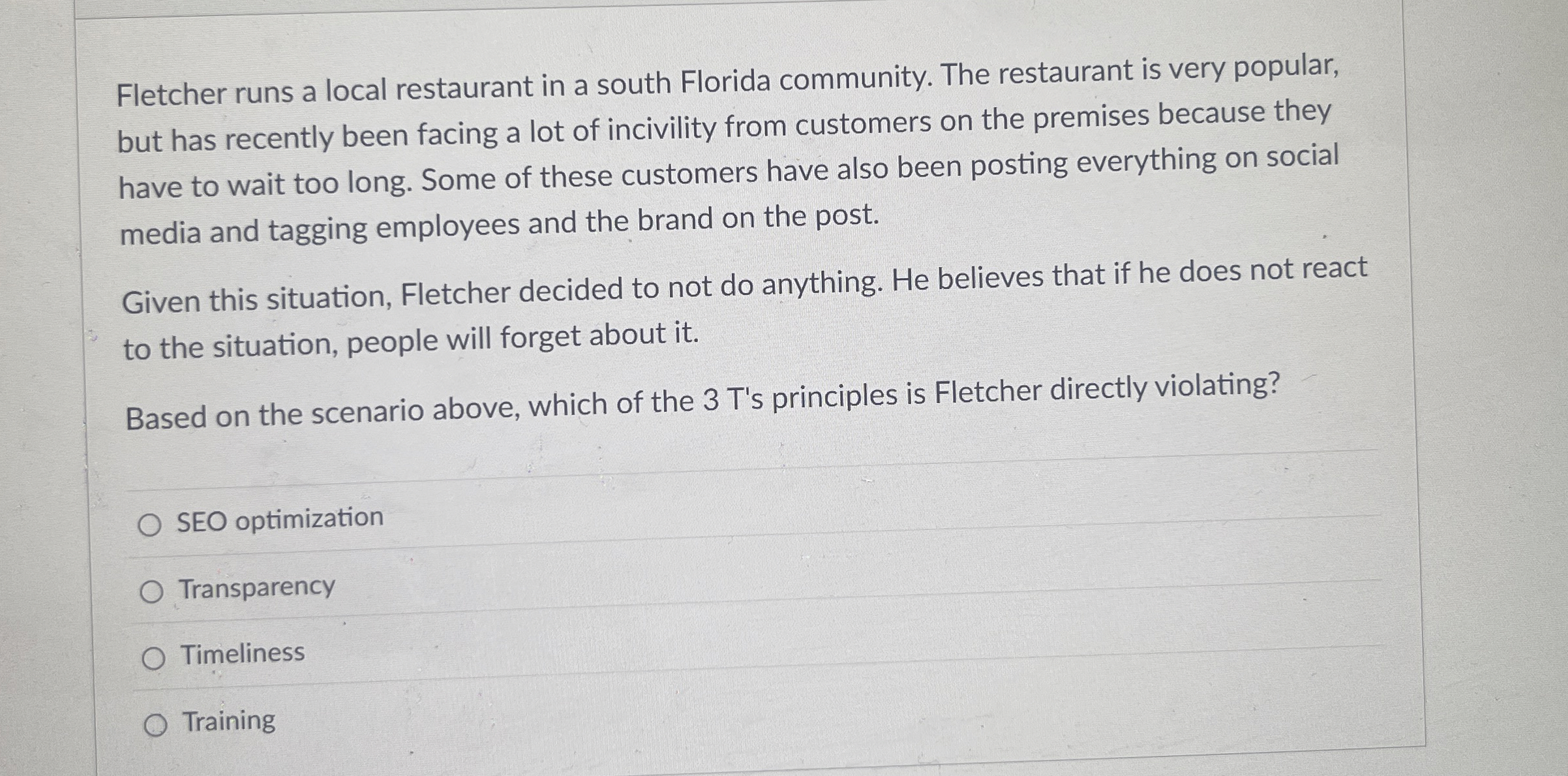 Fletcher runs a local restaurant in a south
