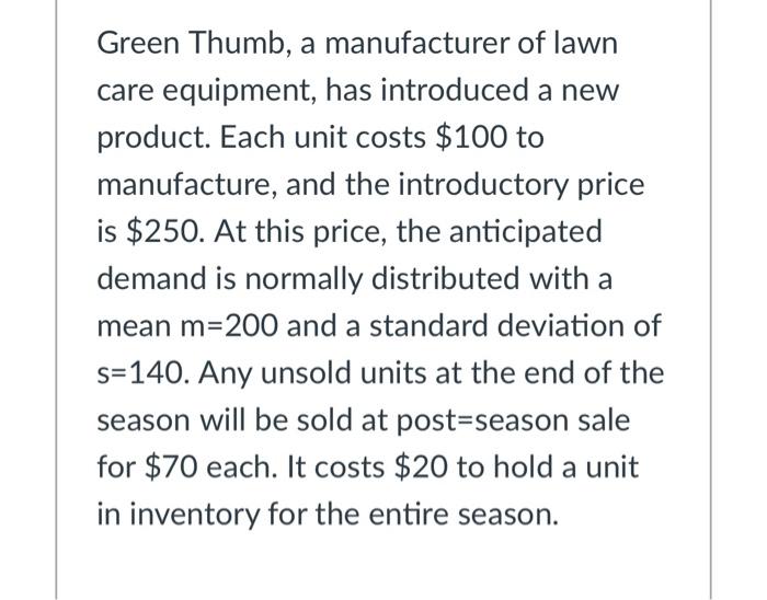 Green Thumb, a manufacturer of lawn care