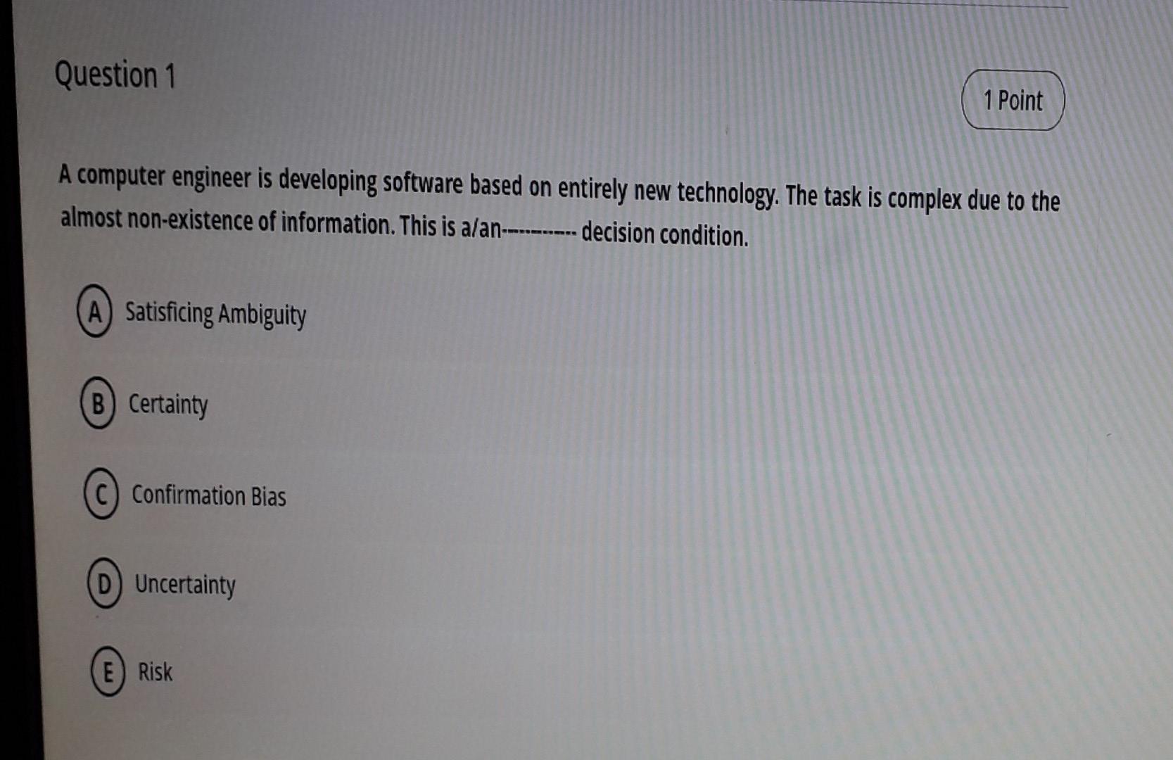 q1 Question 1 1 Point A computer engineer is