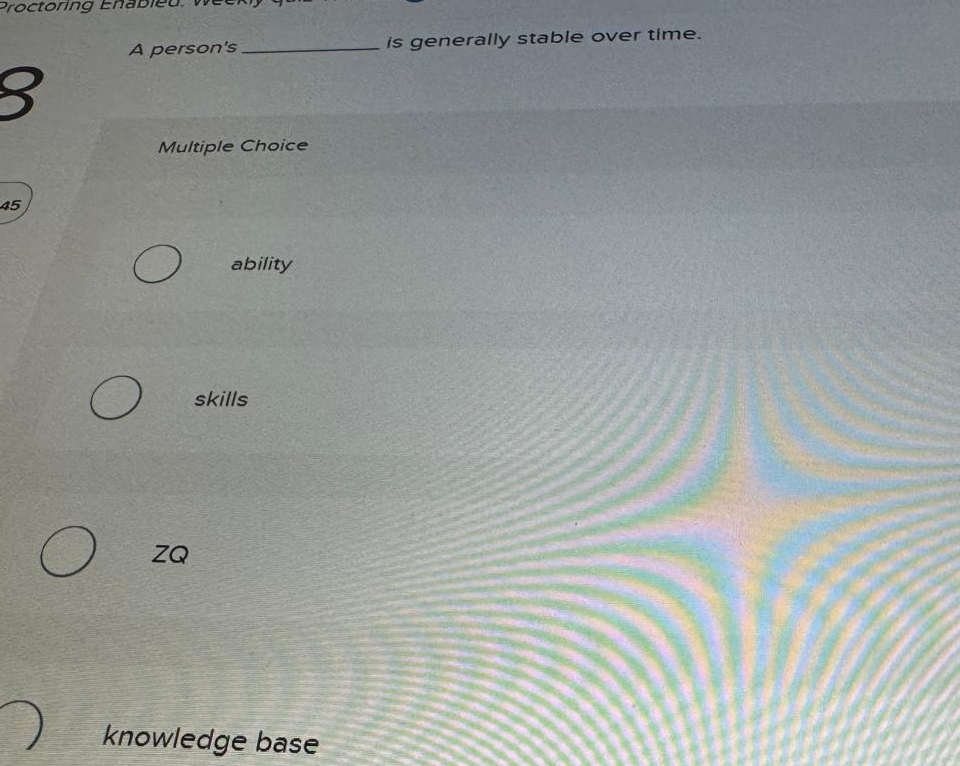 A person's is generally stable over time. 8