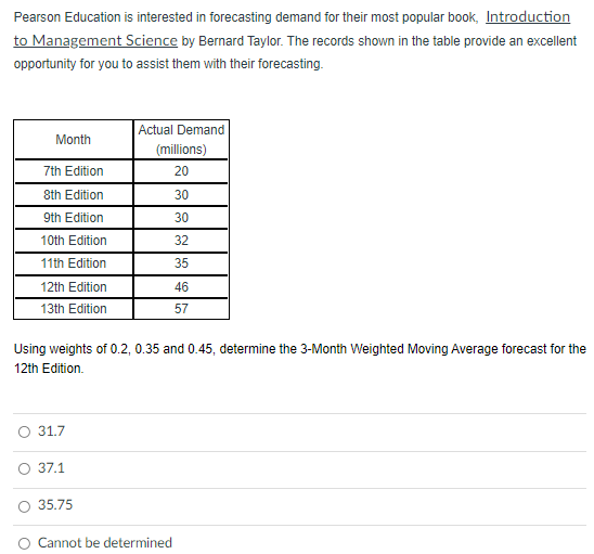 Pearson Education is interested in forecasting
