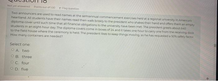 Not yet answered Points out of 100 Flag question