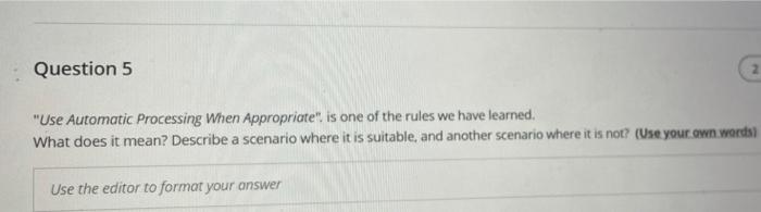 Material handling and packaging Question 5 "Use