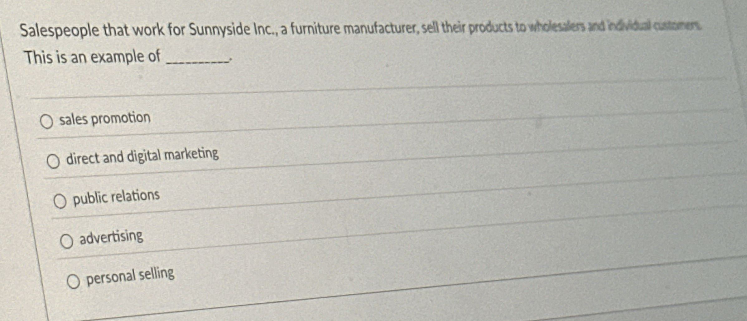 Salespeople that work for Sunnyside Inc., a