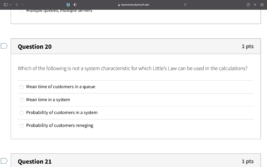 mycourses.plymouth.edu G + 88 multiple queues,