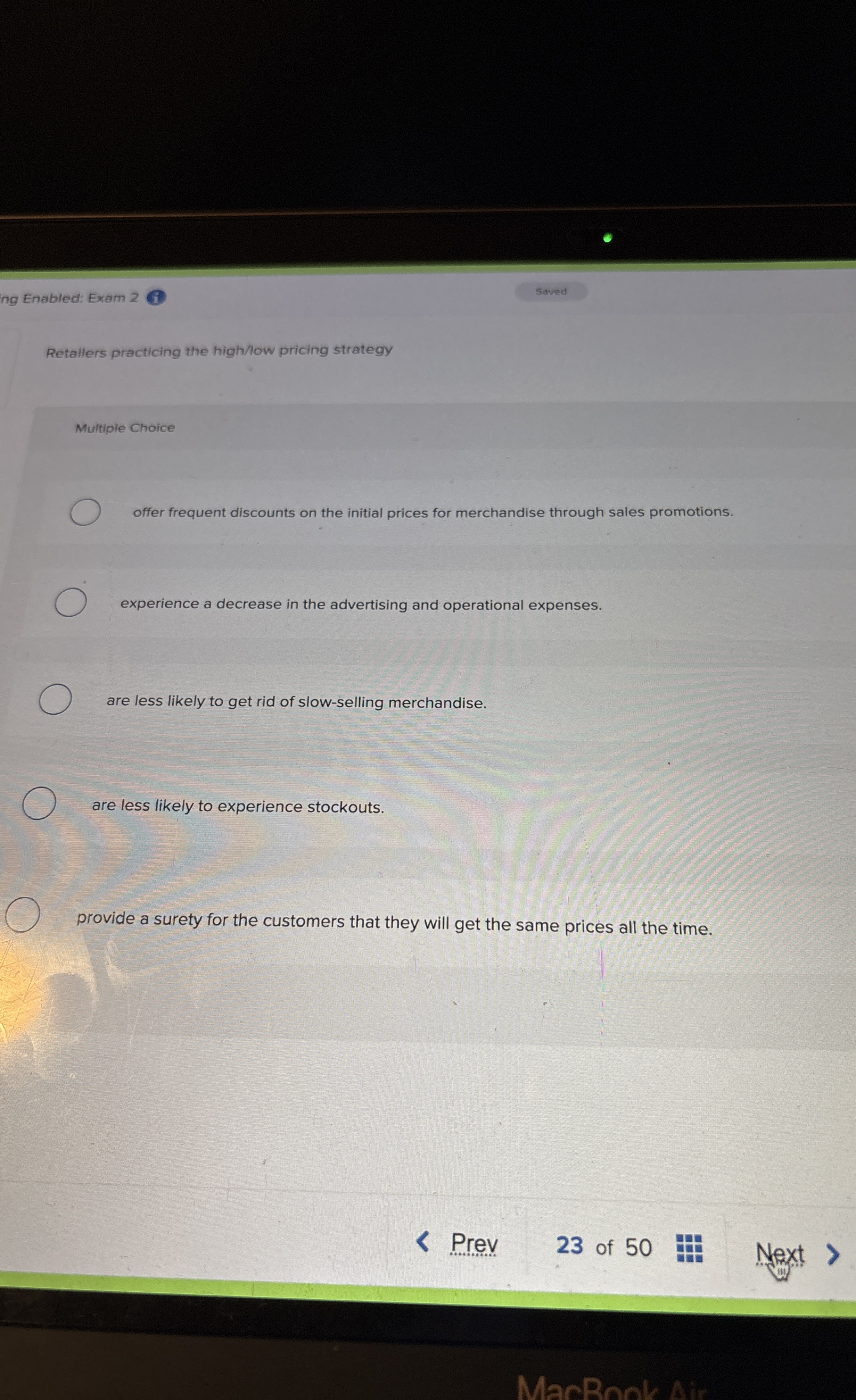 ng Enabled: Exam 2 Saved Retallers practicing the