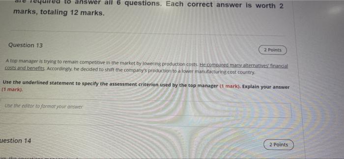 answer all 6 questions. Each correct answer is