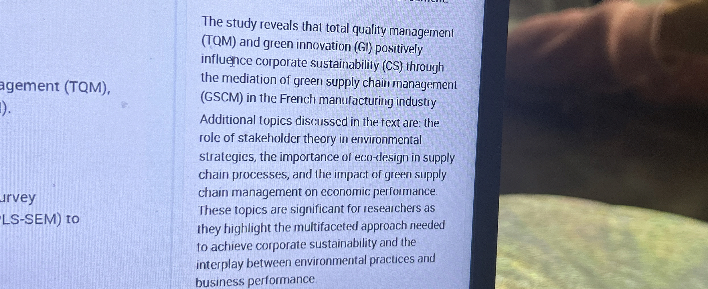 The study reveals that total quality management (