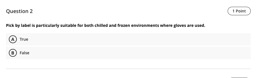 Question 2 1 Point Pick by label is particularly