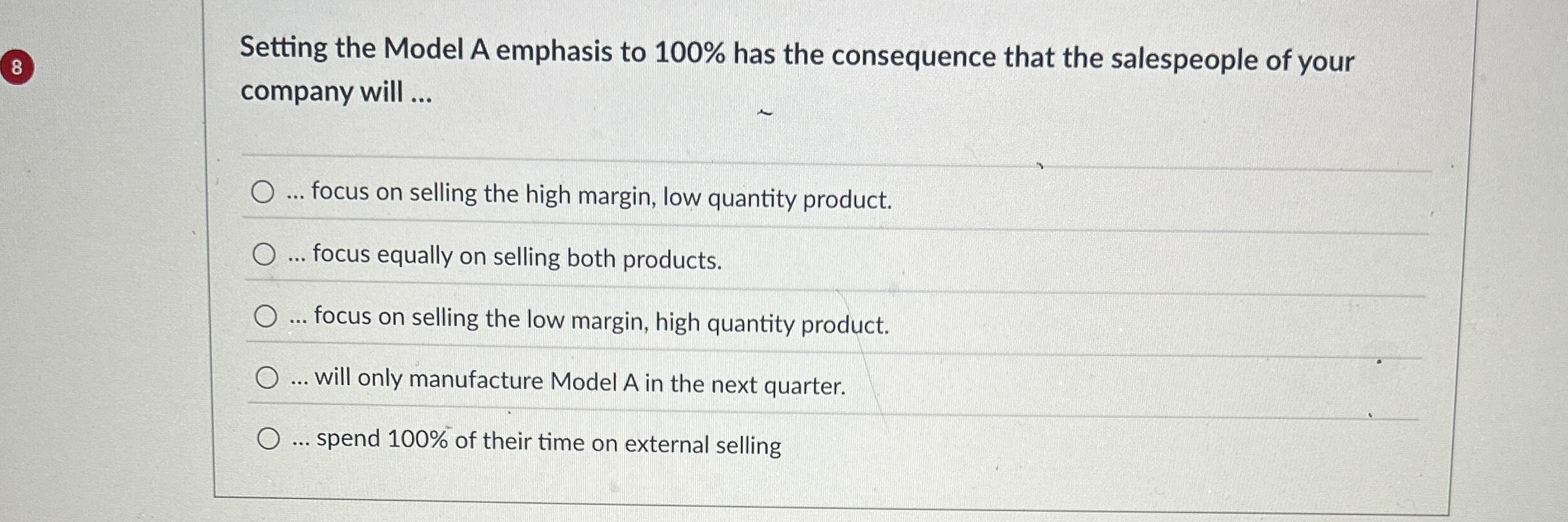 8 Setting the Model A emphasis to 1 0 0 % has the