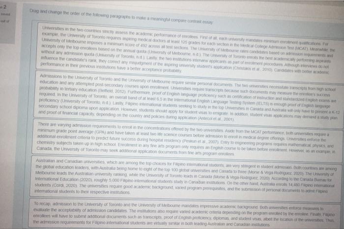 2 Dragind change the order of the following