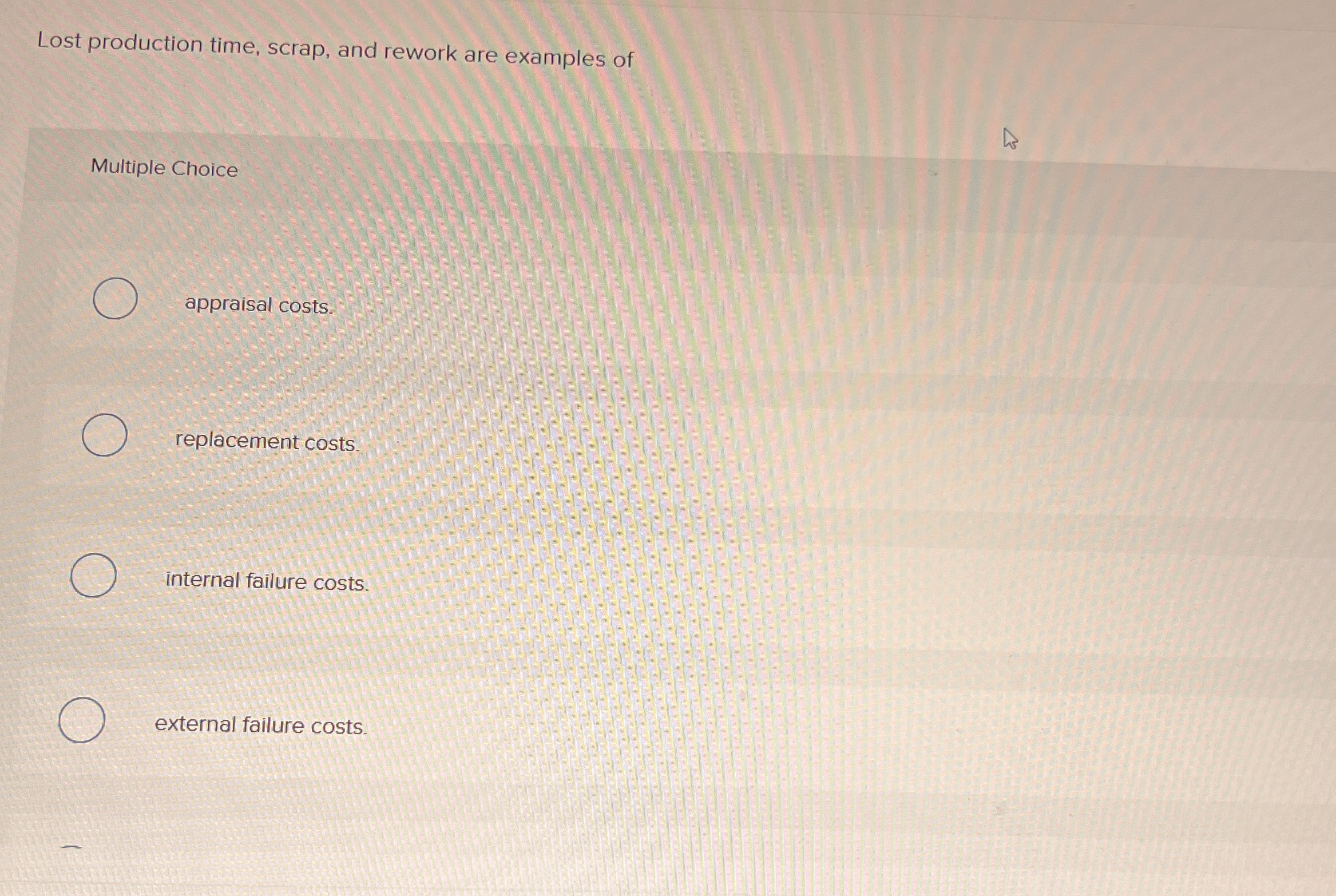 Lost production time, scrap, and rework are