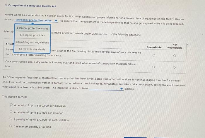 3. Occupational Safety and Health Act Kendra