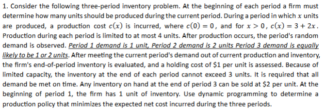 1 . Consider the following three - period
