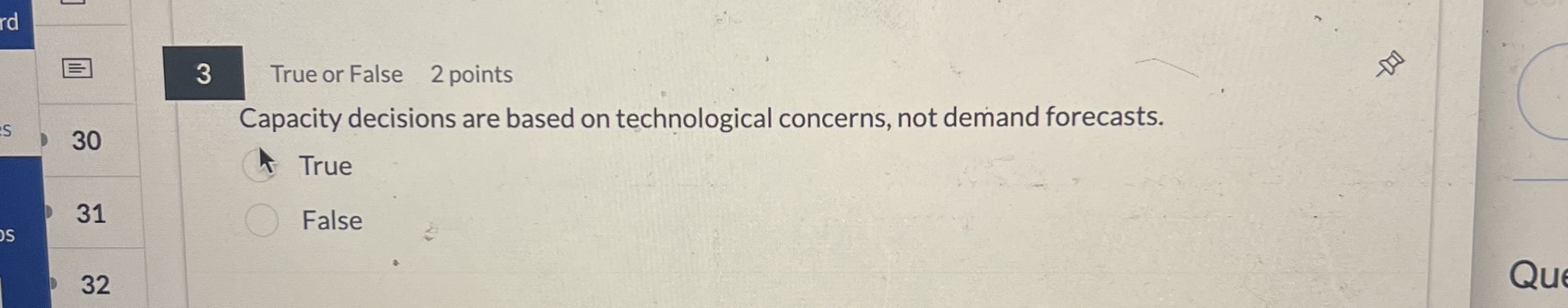 3 True or False 2 points 3 0 Capacity decisions