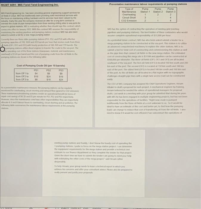 MGMT 6091- Mis Field Field Engineering Inc.