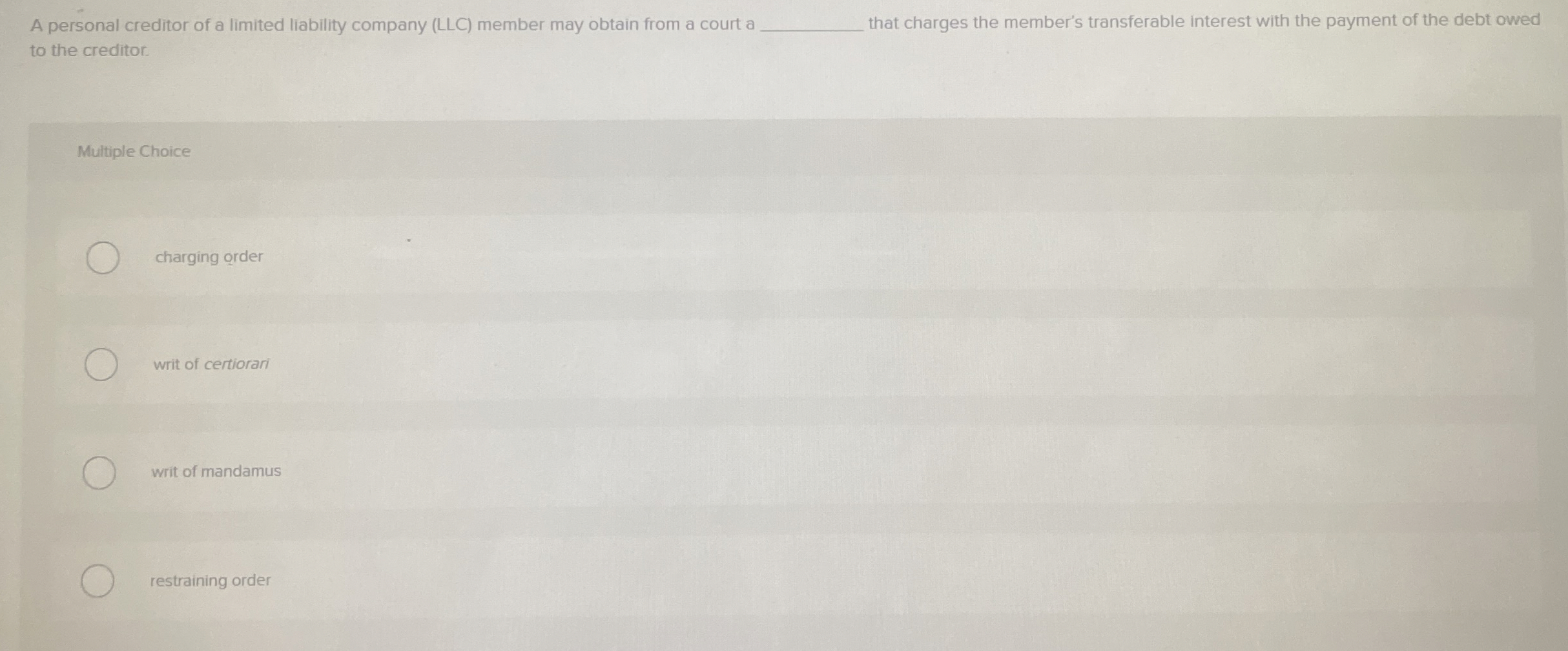A personal creditor of a limited liability