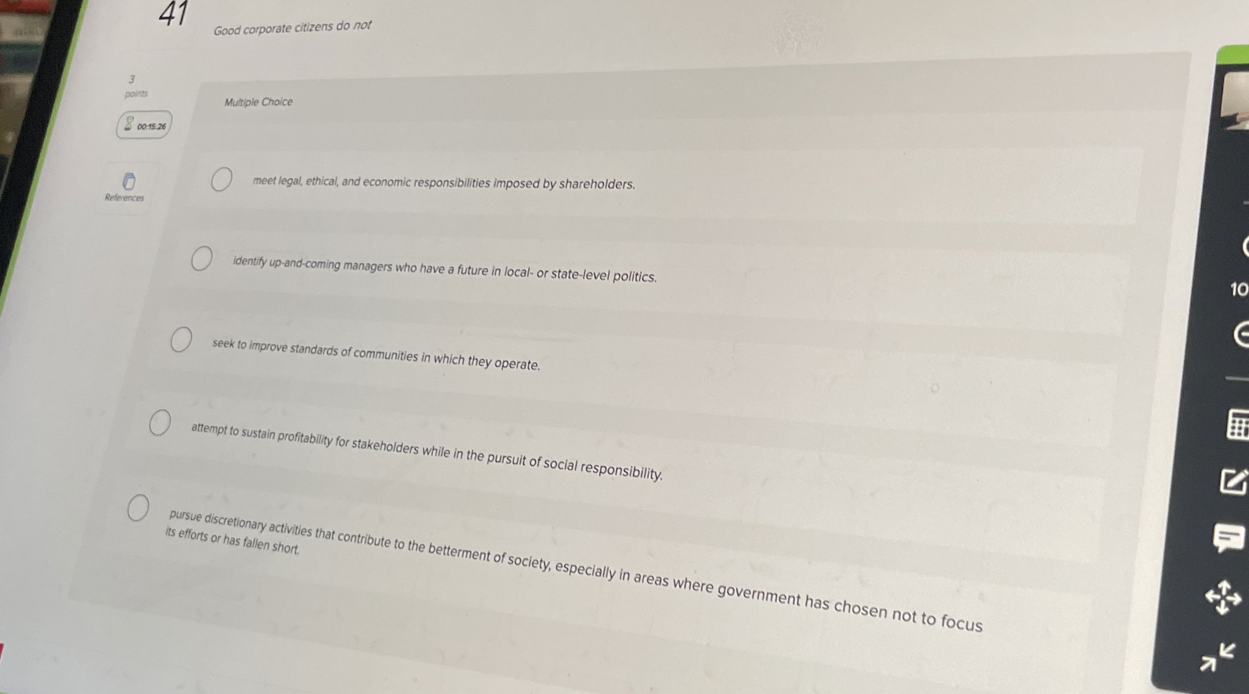 4 1 Good corporate citizens do not 3 points 0 0 :